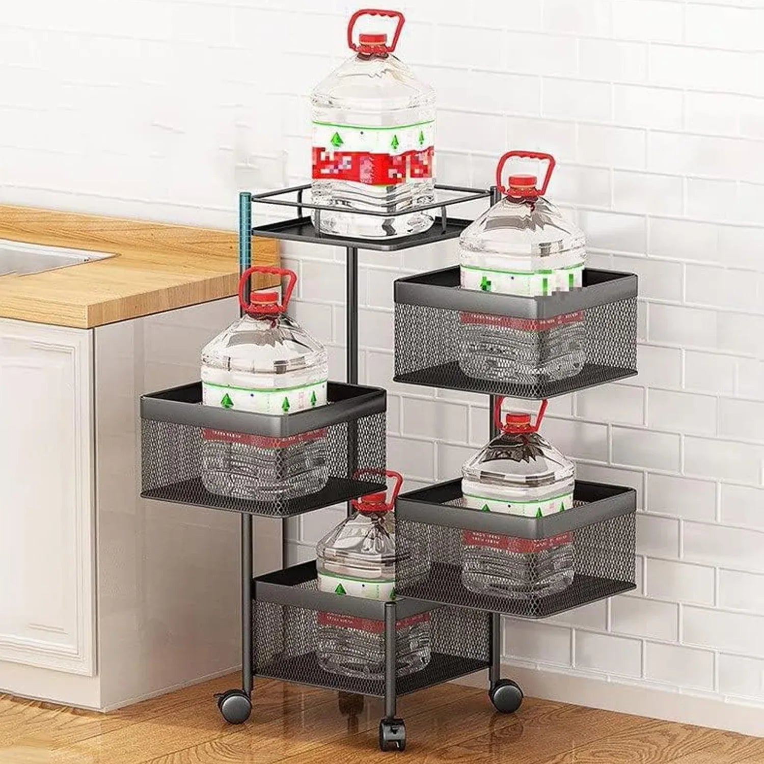 Metal High Qaulity Kitchen Trolley Kitchen Organizer Items And Kitchen Accessories Items For Kitchen Rack Square Design For Fruits Vegetable Onion Storage Kitchen Trolley With Wheels (4 Layer 3 Layer) - Zidbik