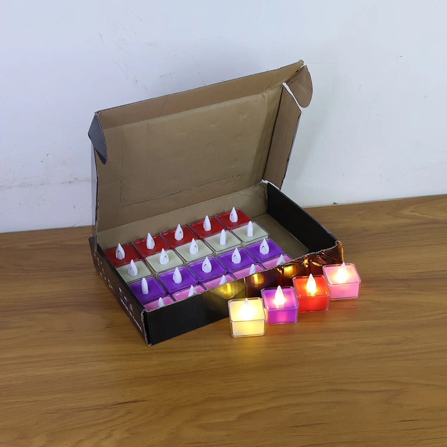 Set Of 24 Multi-color Led Tealight Candles - Zidbik