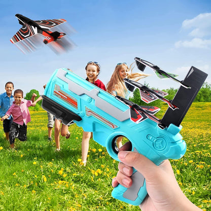 4710 Airplane Launcher Gun Toy With Foam Glider Planes Outdoor Games For Children Best Aeroplane Toys For Kids Air Battle Gun Toys ( 5 Plane Include ) - Zidbik