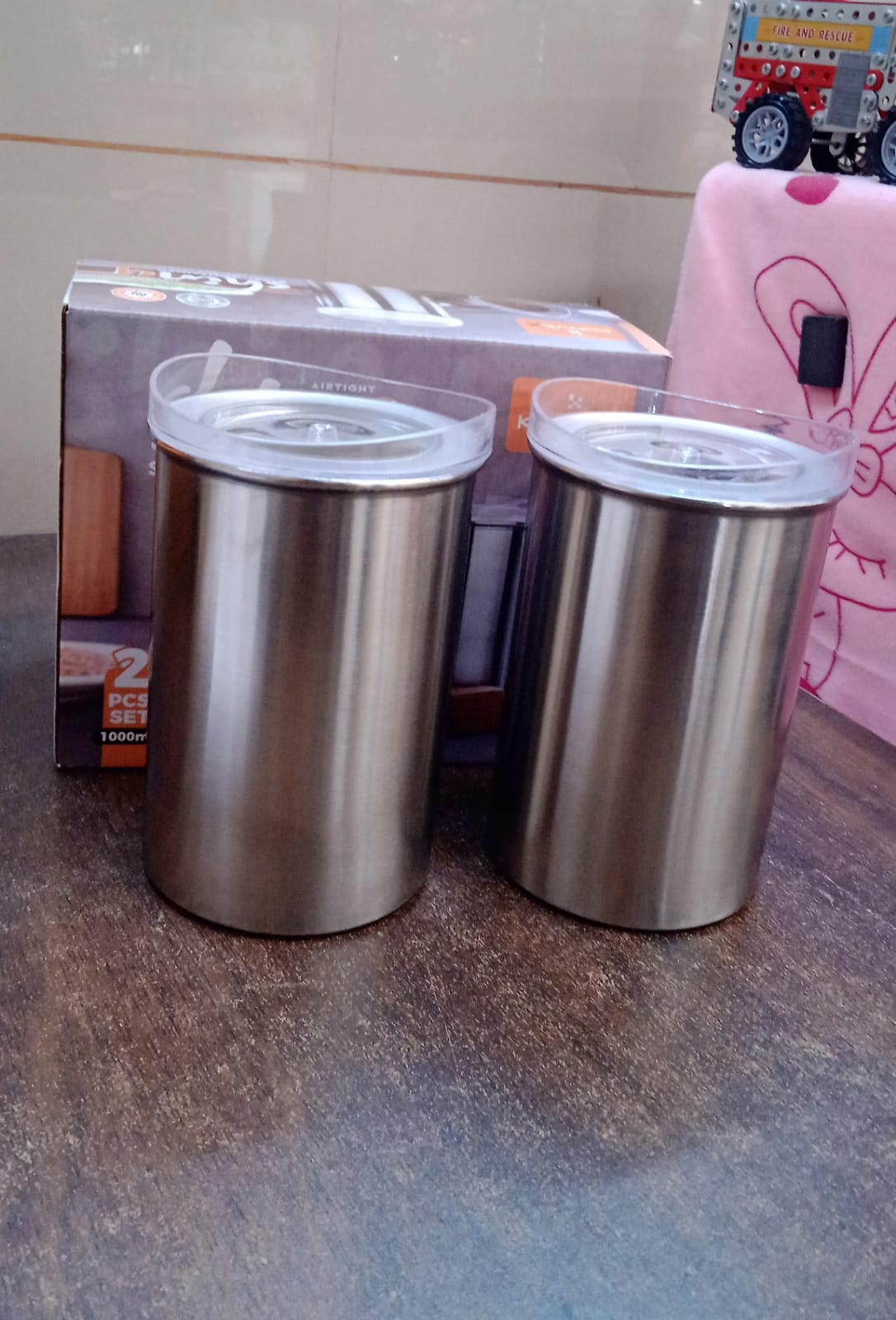 Multipurpose Stainless Steel Airtight Containers With See Through Lid (2 Pc Set  1000 Ml) - Zidbik