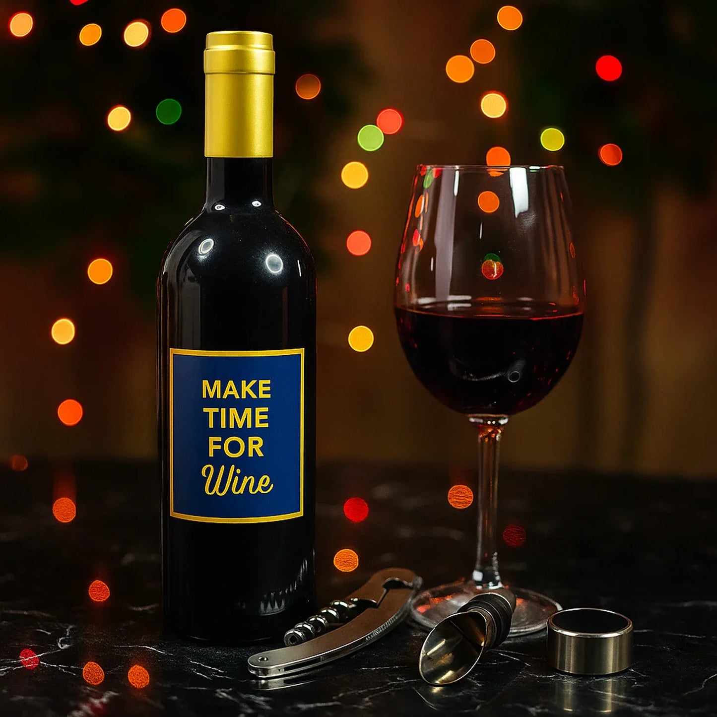 Premium Wine Bottle Shape Bar Accessory Gift Set - Zidbik