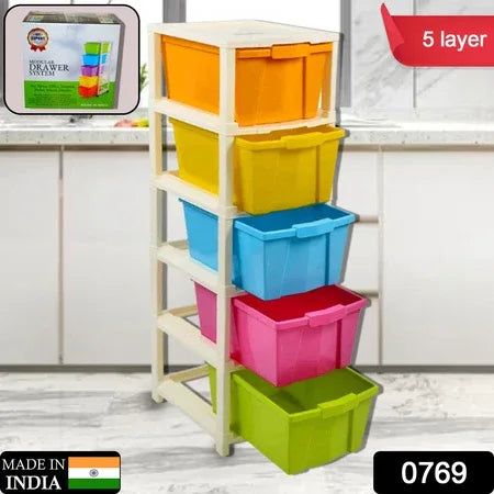 0769 Multipurpose Modular Drawer Organizer Storage Box - 5 Layers - Zidbik
