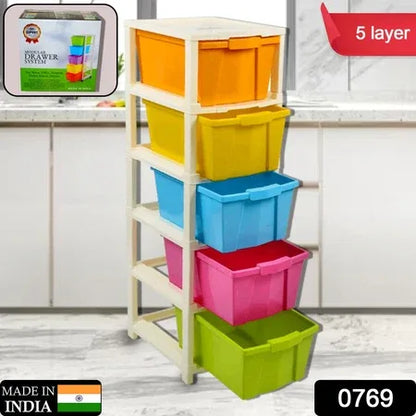 0769 Multipurpose Modular Drawer Organizer Storage Box - 5 Layers - Zidbik
