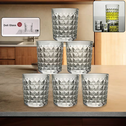 Premium Crystal-style Glass Tumbler Set (6 Pc 210 Ml) - Zidbik