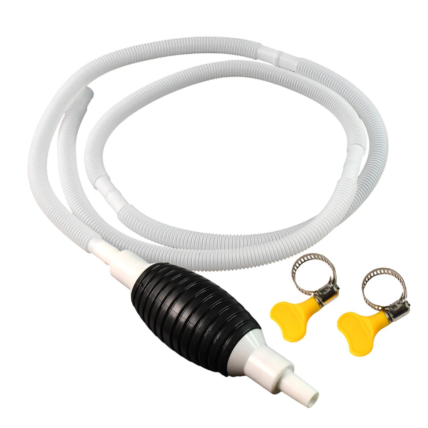 Fuel Transfer Pump Hose With Hand Pump And 2 Hose Clamps - Zidbik