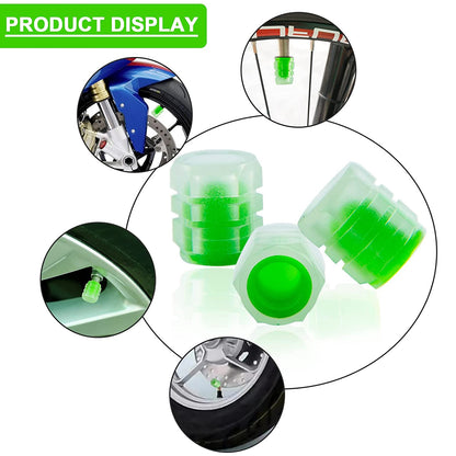 0547 Tyre Valve Caps Luminous Glow Car Tire Air Stem Valve Cap Covers ( 4 Pcs ) - Zidbik