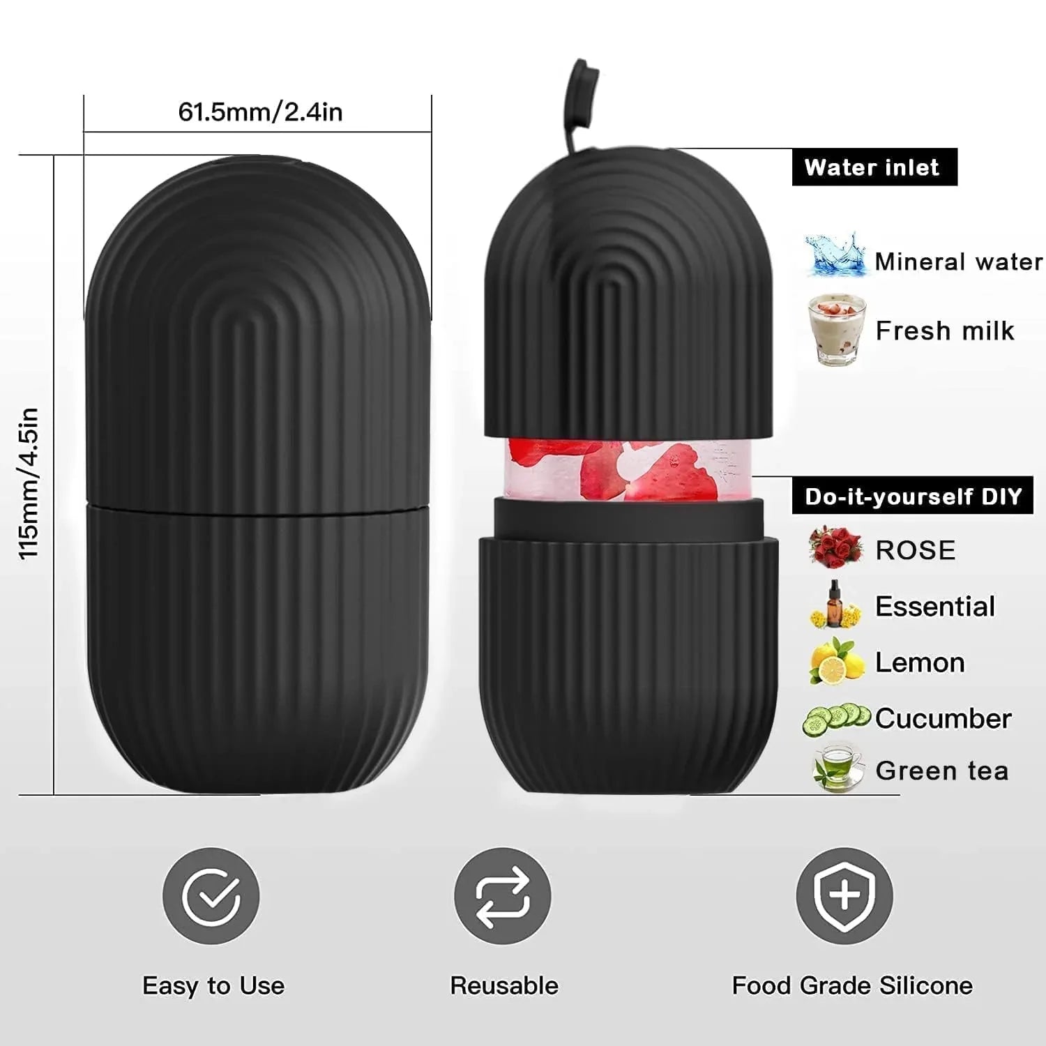 1224b Face Ice Roller Ice Roller For Face Ice Roller For Face Massager Face Ice Treatment Reduce Face Swelling And Under Eye Puffiness (Black) - Zidbik