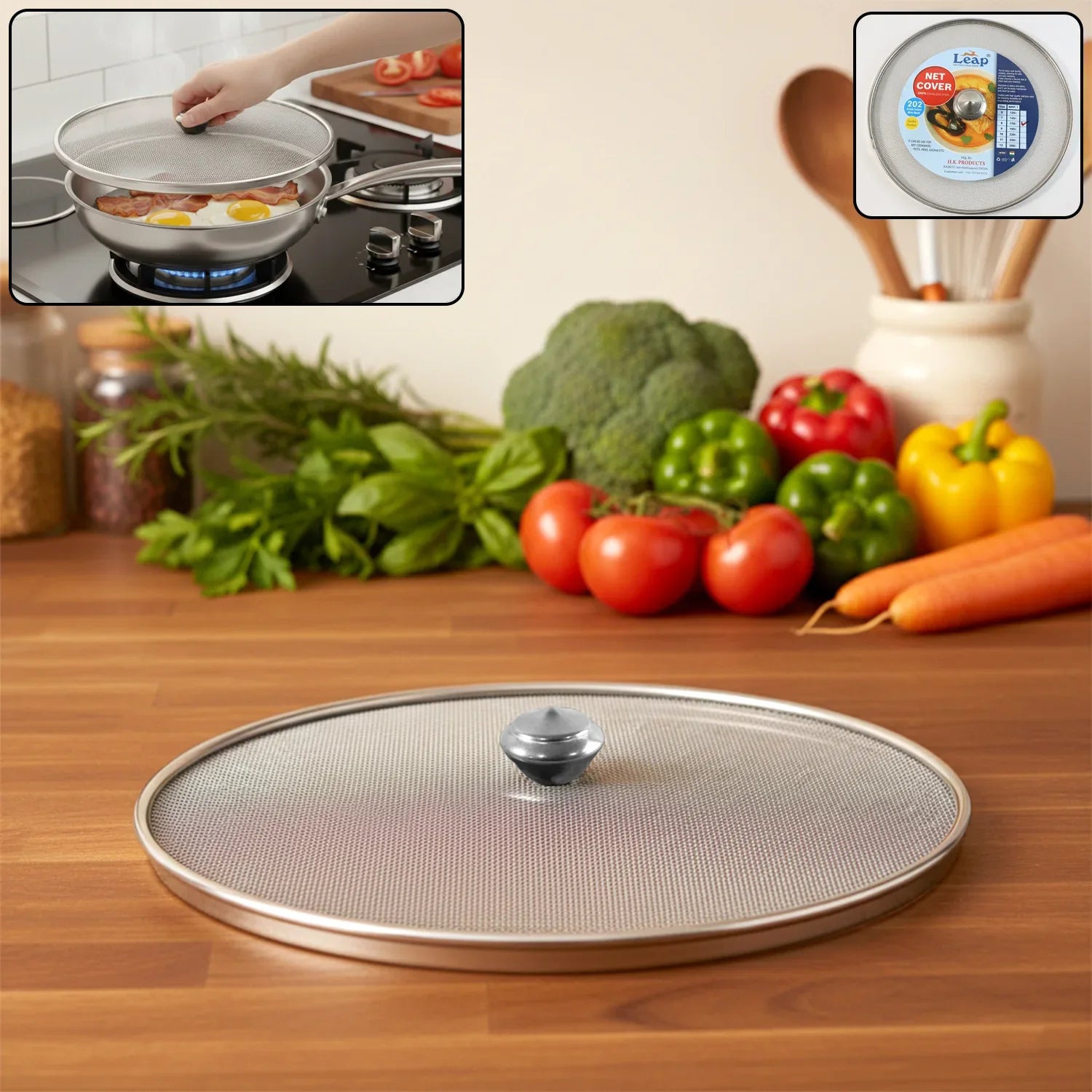 Stainless Steel Fine Mesh Food Net Cover Lid 8 Inch - Zidbik