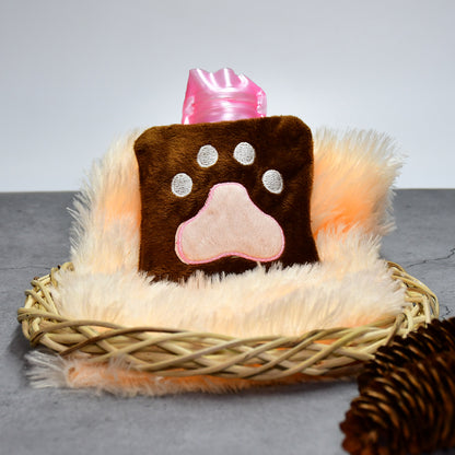 6518 Paw Print Small Hot Water Bag With Cover For Pain Relief Neck Shoulder Pain And Hand Feet Warmer Menstrual Cramps. - Zidbik