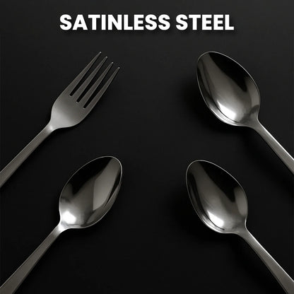 Stainless Steel Cutlery Set With Elegant Storage Stand (24 Pc) - Zidbik