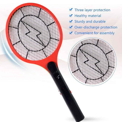 Red Rechargeable Electric Mosquito Killer Racket With Cable - Zidbik