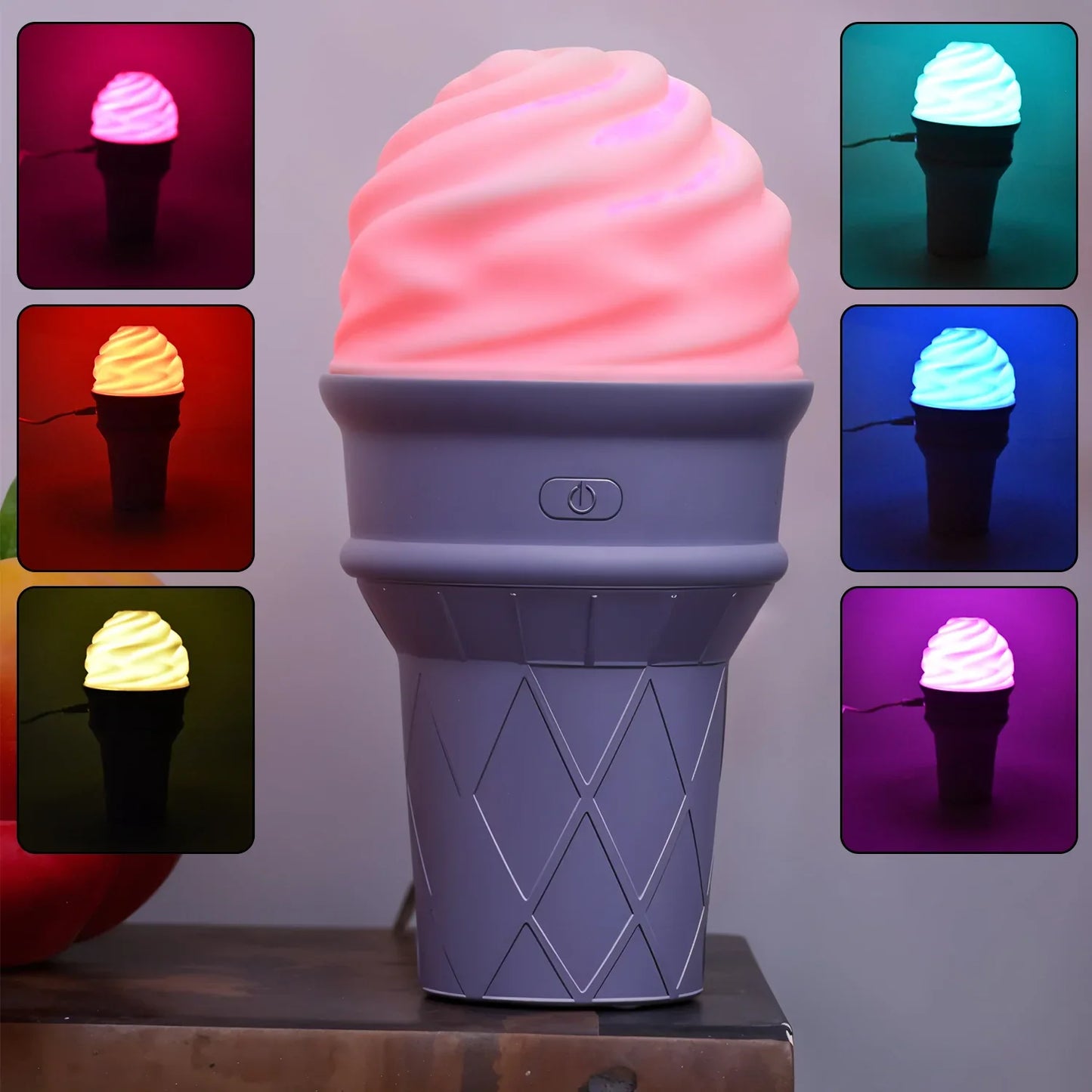 Ice Cream Cone Shape Air Freshener Humidifier (1pc Purple ) - Zidbik