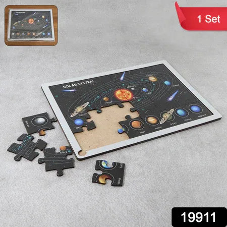 Wooden Solar System Puzzle For Kids - (1 Set) - Zidbik
