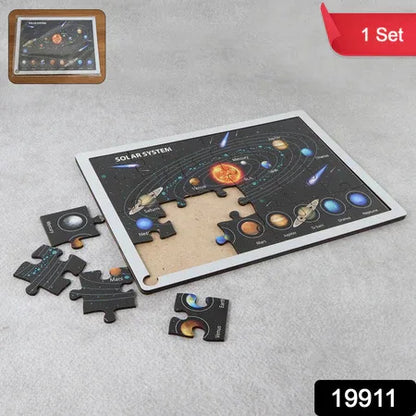 Wooden Solar System Puzzle For Kids - (1 Set) - Zidbik