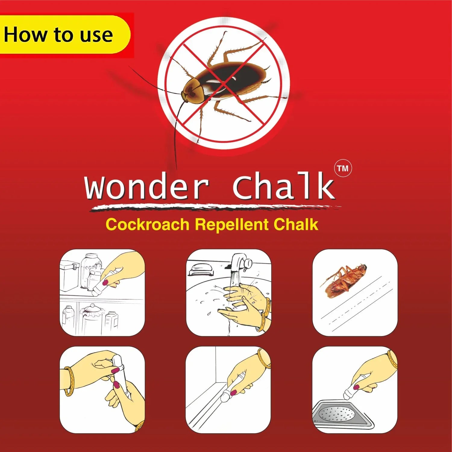 1315 Cockroaches Repellent Chalk Keep Cockroach Away (Pack Of 12) - Zidbik