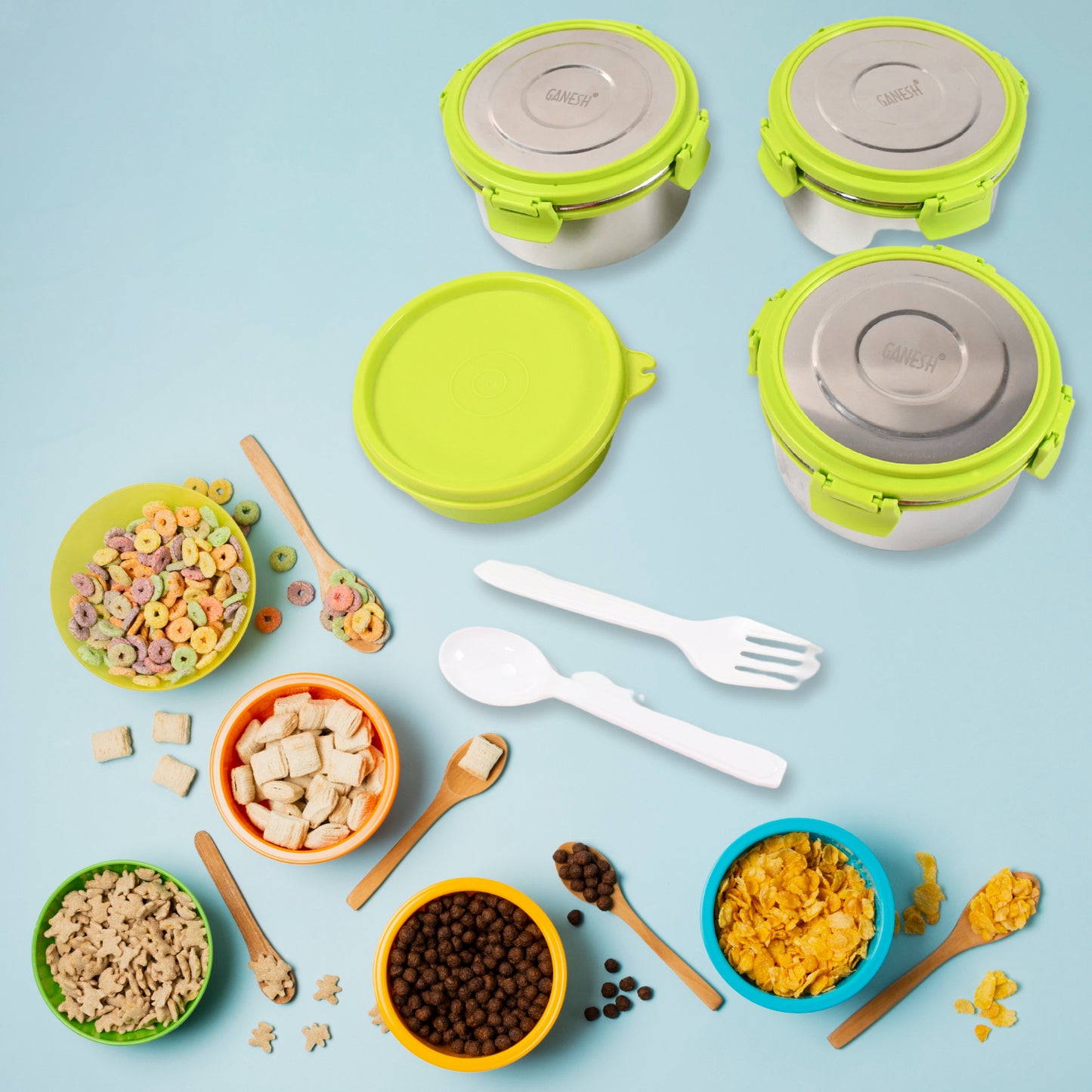 Stainless Steel Tiffin Lunch Box Container  Dabba With 4 Side Clip Lock Lid For Office  School Use Food Grade  Air Tight  Easy To Carry  Leak Proof - Zidbik