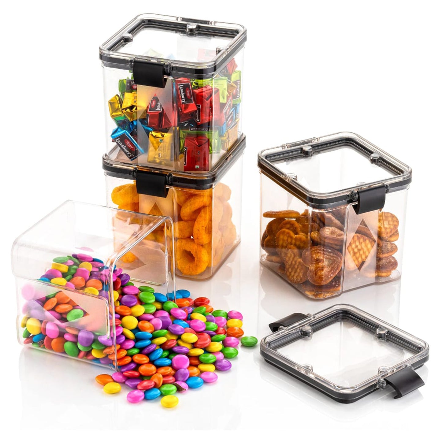 2763 4pc Square Container 700ml Used For Storing Types Of Food Stuffs And Items. - Zidbik