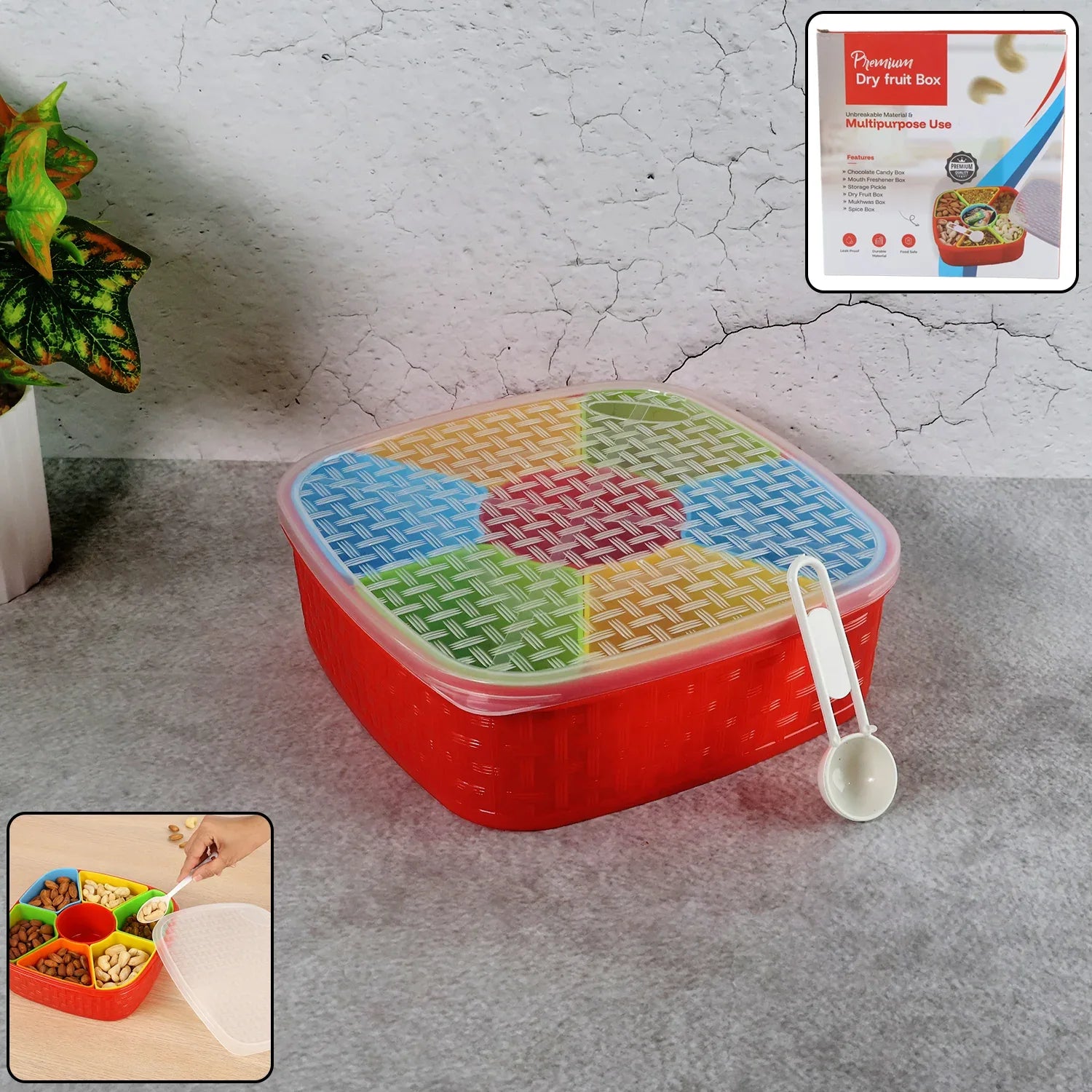 7 In 1 Dry Fruit Snack Box With Spoon - Zidbik