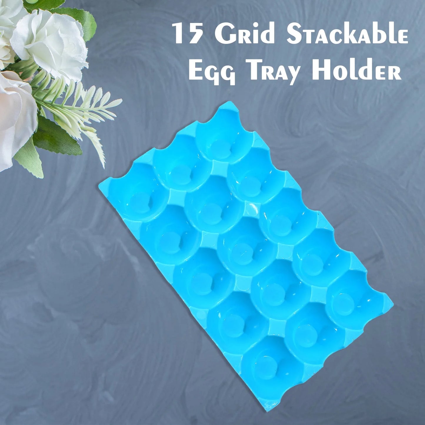 2116 15 Cavity Plastic Egg Tray Egg Trays For Storage With 15 Eggs Holder (4 Pc Set) - Zidbik