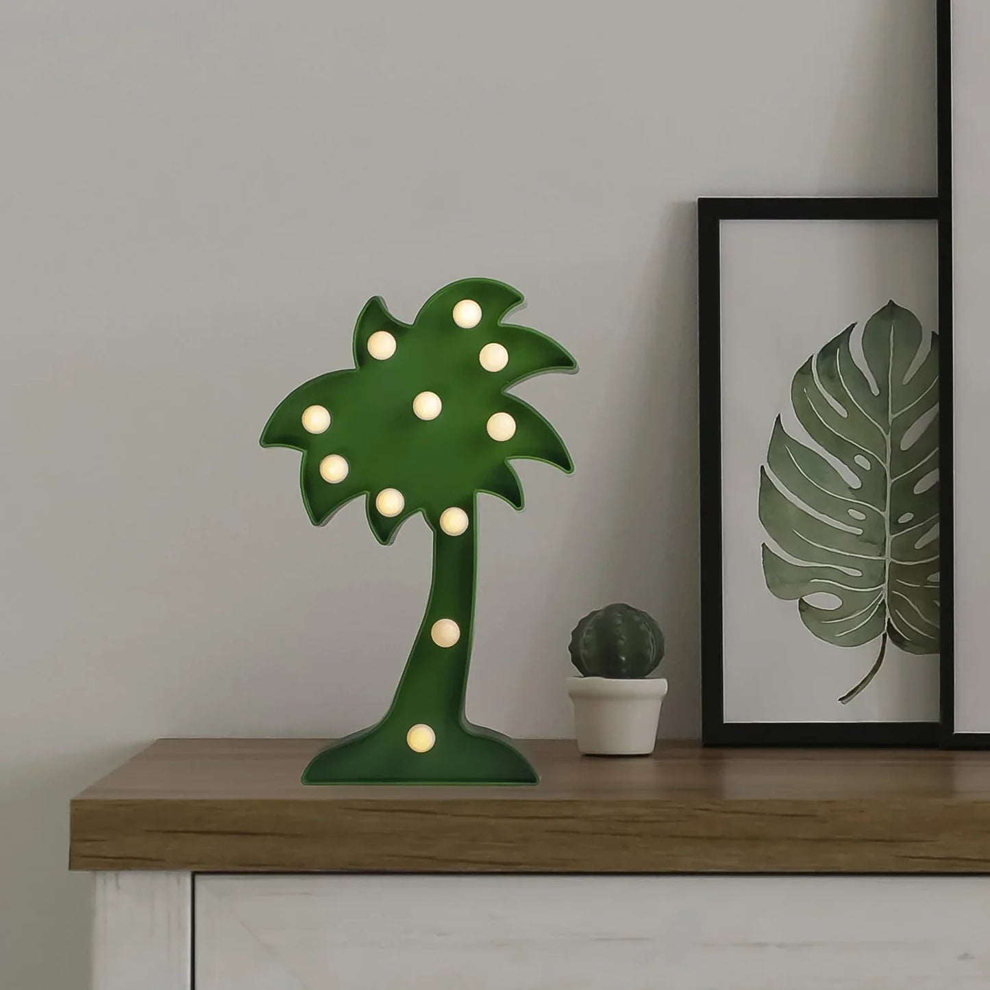Led Night Light Coconut Tree Light Romantic Table Lamp (1 Pc Battery Not Included) - Zidbik
