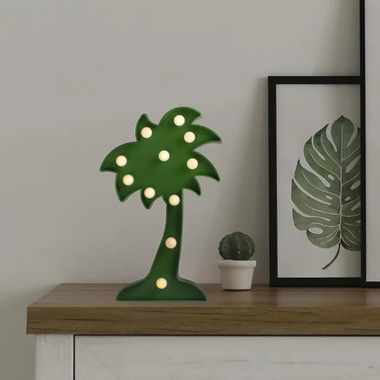 Led Night Light Coconut Tree Light Romantic Table Lamp (1 Pc Battery Not Included) - Zidbik