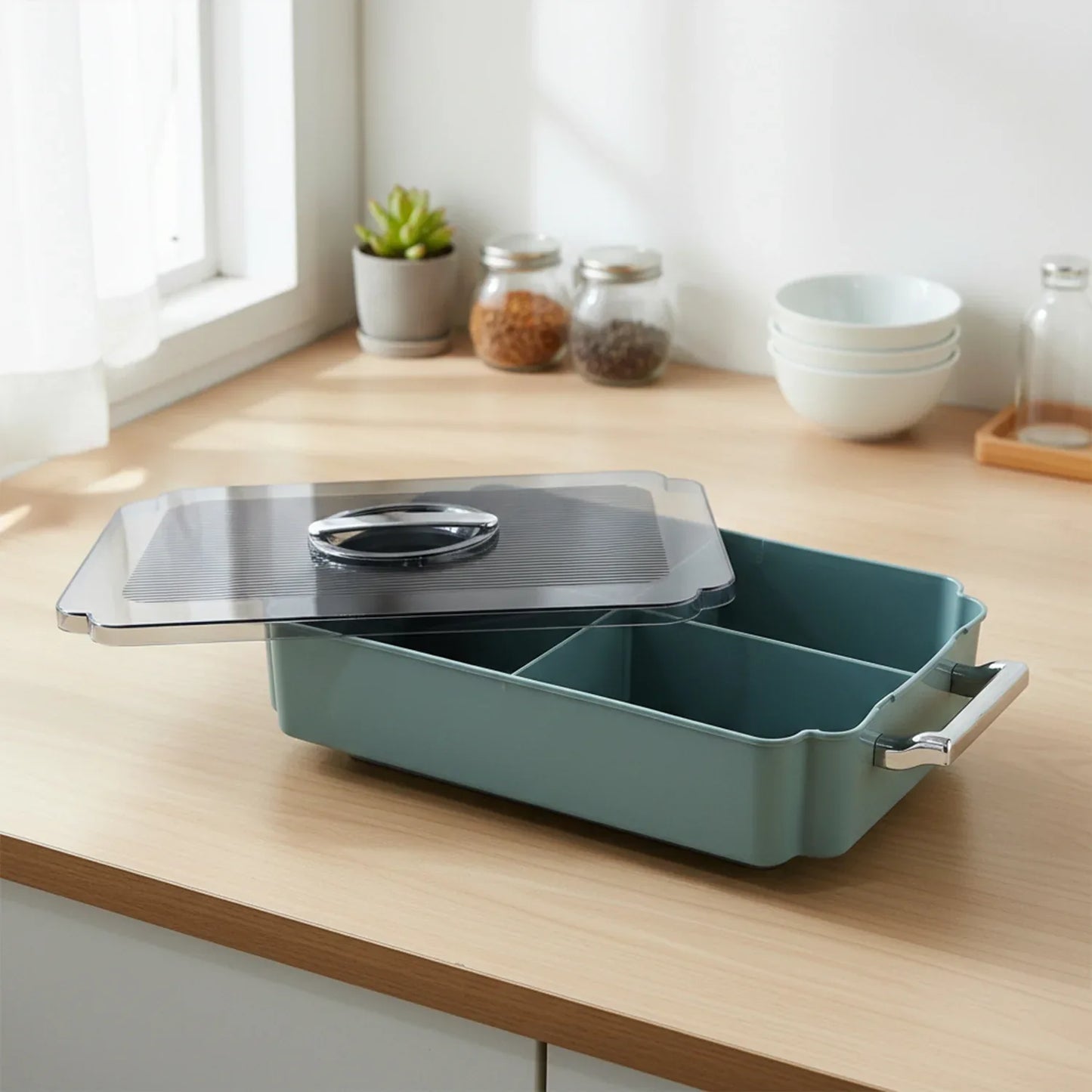 4 Compartment Multipurpose Plastic Food Storage Container (1 Pc) - Zidbik