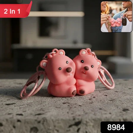Cute Couple Bear Shape 2-in-1 Keychain Set (2 Pieces Set) - Zidbik