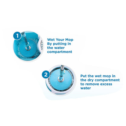 8703 Spin Mop With Bigger Wheels And Plastic Auto Fold Handle For 360 Degree Cleaning - Zidbik