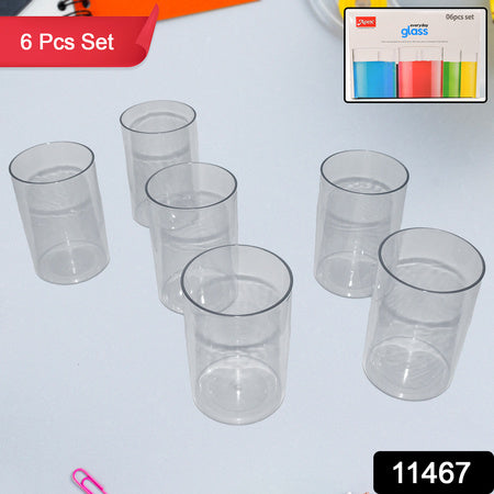 Apex Everyday Plastic Glass Set  6 Pieces Lightweight  Unbreakable - Zidbik