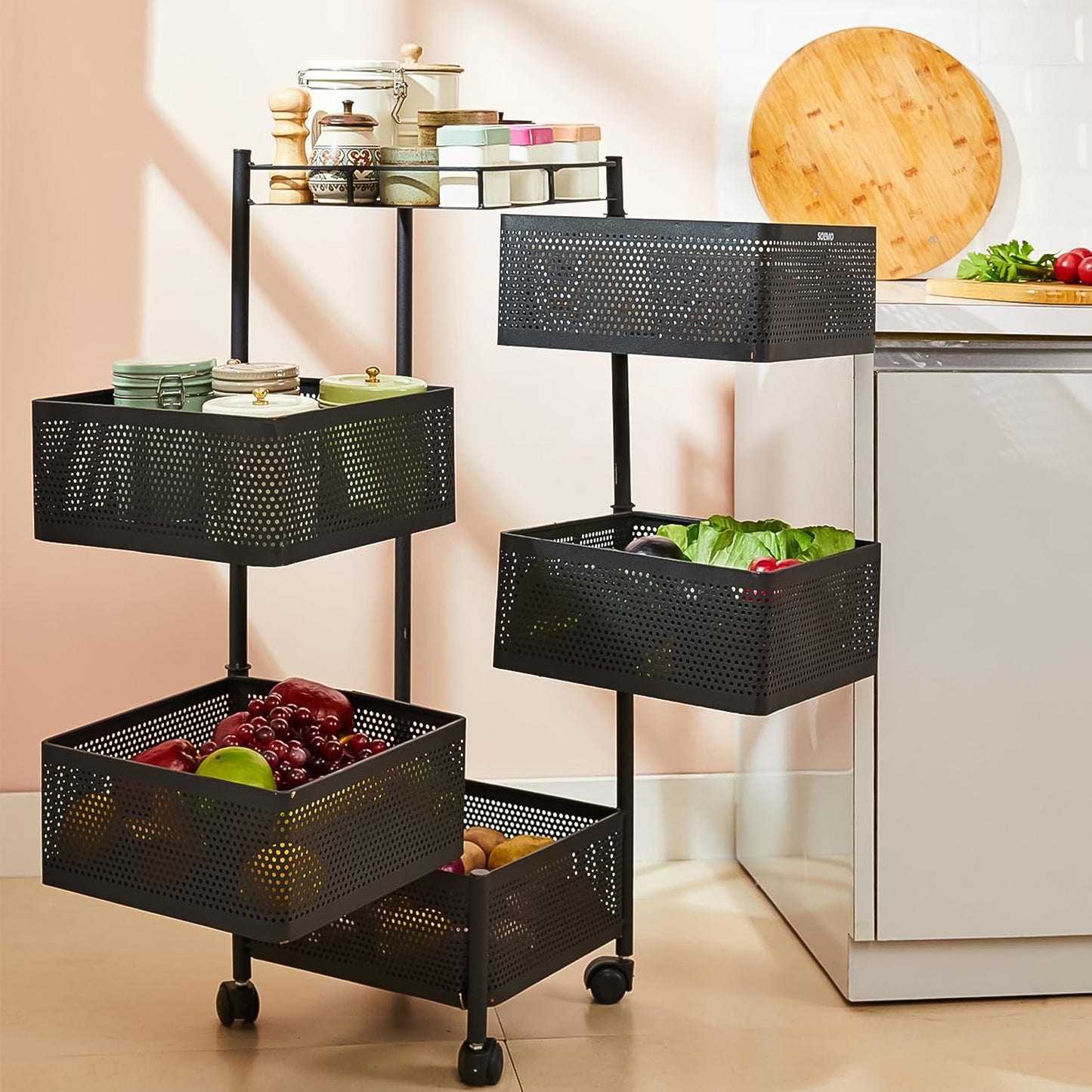 5 Layer Multipurpose Kitchen Storage Trolley With Wheels