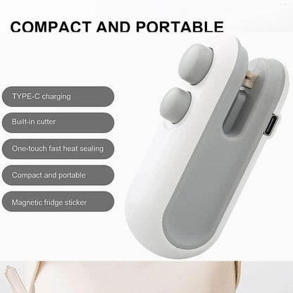 17865 Mini Bag Sealer 2 In 1 Seal Cutter Heat Sealers Type-c Usb Charging Portable Bag Reseller Handle Food Sealer Sealing Machine For Food Storage Plastic Bags Snacks Keep Food Fresh - Zidbik