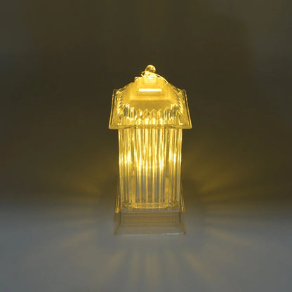 8443 Lantern Shape Led Light Decorative Led Flickering Crystal Candle Light For Holiday Party Crylic Crystal Table Lamp Crystal Table Lamp Atmosphere Lamp Bedroom (Moq - 12pc) - Zidbik