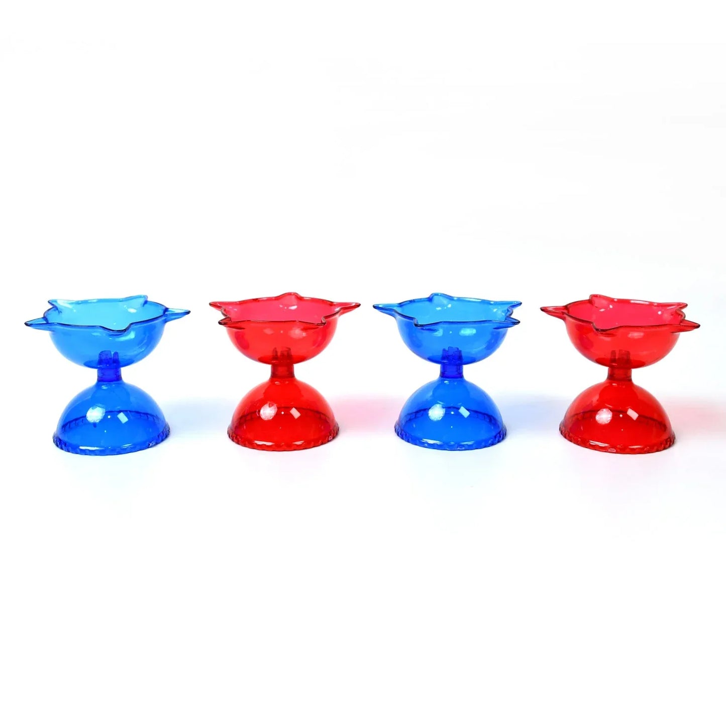 Colourful Reflection Diya Combo Plastic Candle Cup With Multi Shape (4 Pcs Set) - Zidbik