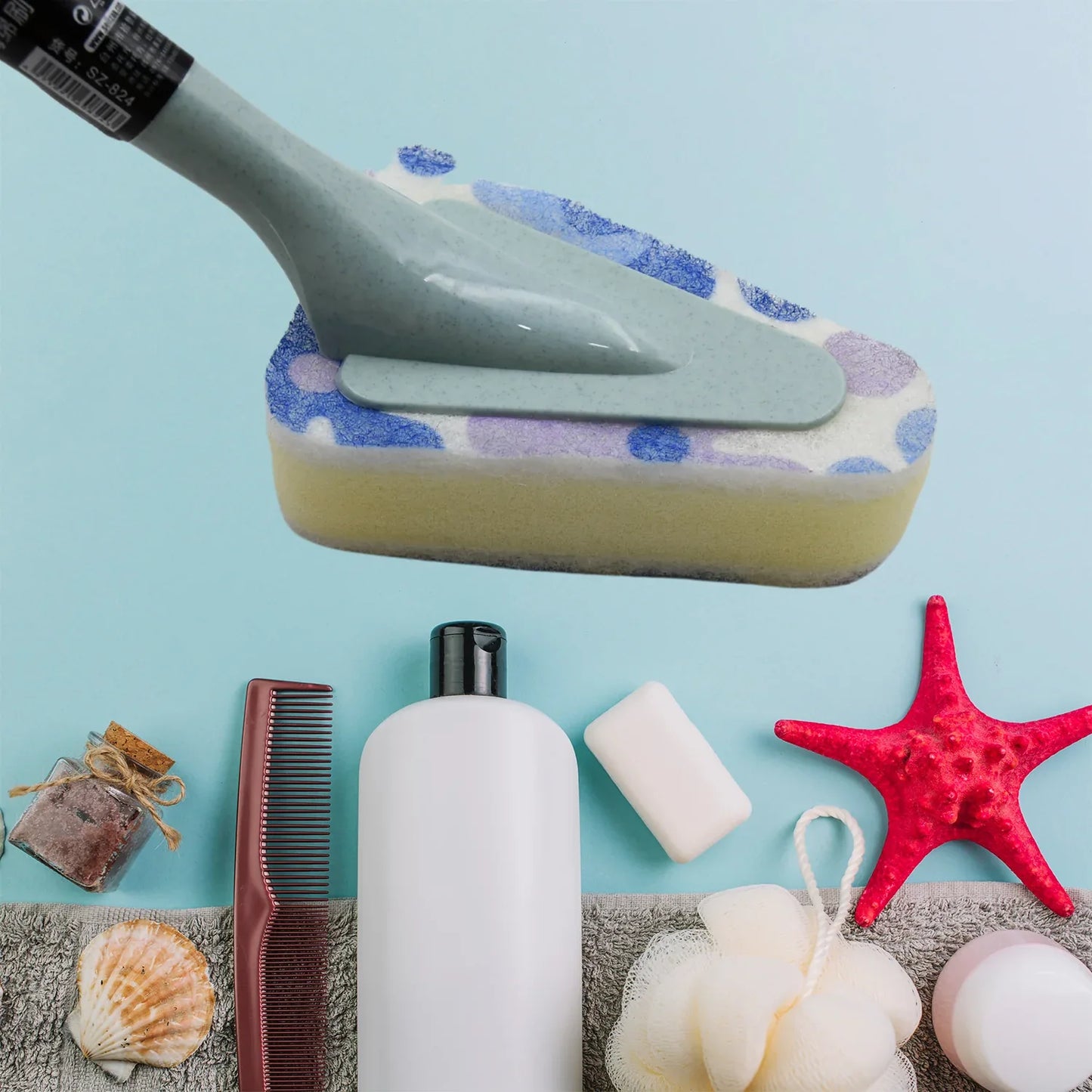 7223 Cleaning Supplies Kitchen Handle Universal Triangular Sponge Multifunctional Bathroom Brush Long Handle Kitchen Dining Bar - Zidbik