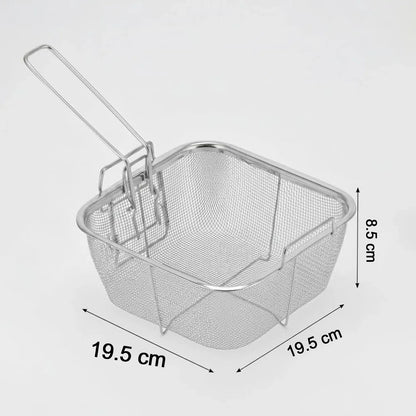 Stainless Steel Deep Fryer Basket With Long Handle (1 Pc) - Zidbik