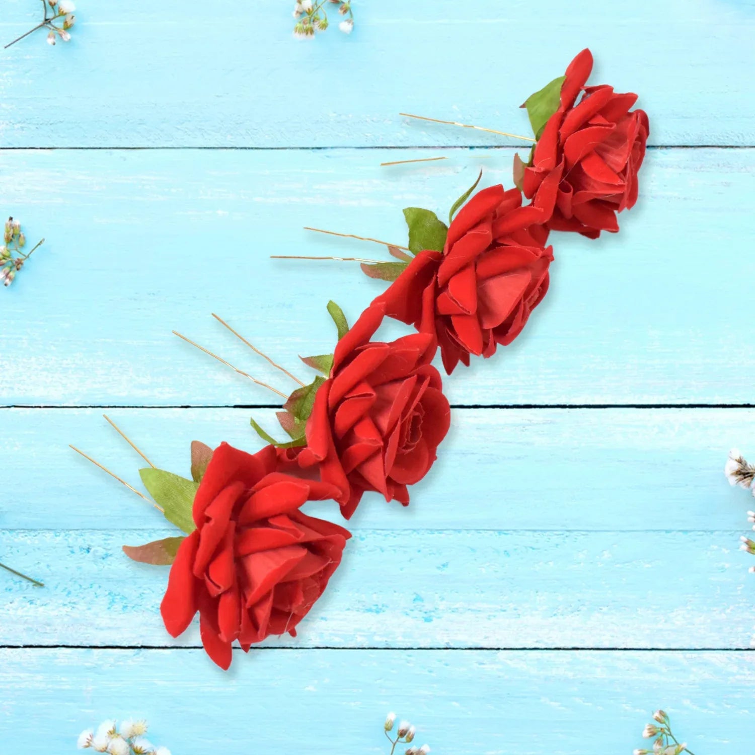 Hair Clip Red Rose Bridal Hair Pins Rose (12 Pcs Set) - Zidbik