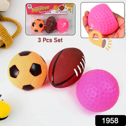 Sports Squeeze Ball Toy Set Of 3 Soft Balls For Kidstoy For Kids - Zidbik
