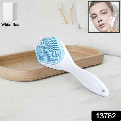 Silicone Face Scrubber Exfoliating Brush Manual Handheld Facial Cleansing Brush (1 Pc)
