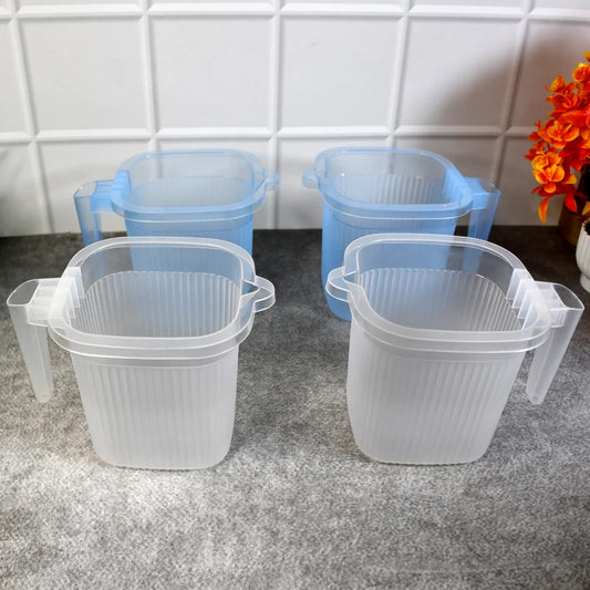 Plastic Transparent Bathroom Water Mug (4 Pc Mix Colour 1000 Ml) - Zidbik