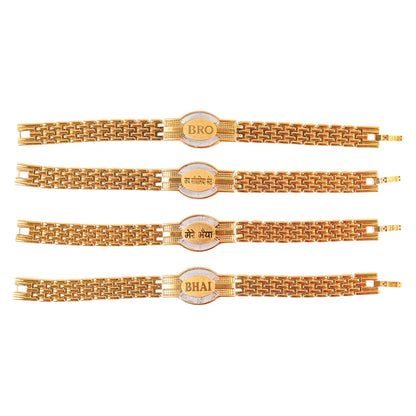 Rakhi Bracelet For Brother Metal Chain Style Rakhi With Mixed Designs (1 Pc) - Zidbik