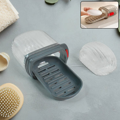 Multipurpose Soap Box Holder With Transparent Dust-proof Lid Sabudani (1 Pc) - Zidbik