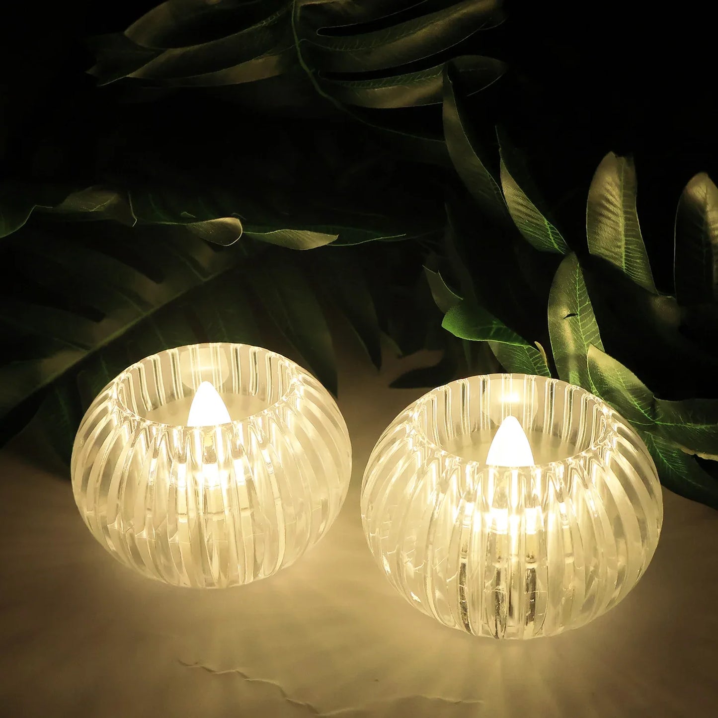 Set Of 12 Led Crystal-effect Flameless Smokeless Decorative Candles - Zidbik