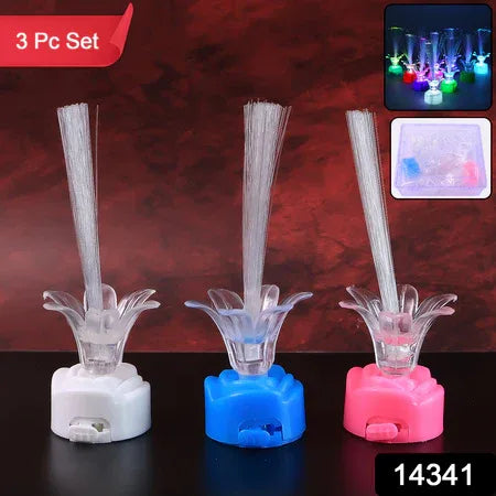 Multi-color Led Fiber Optic Flower Night Lamps (Mix Color 3 Pc) - Zidbik