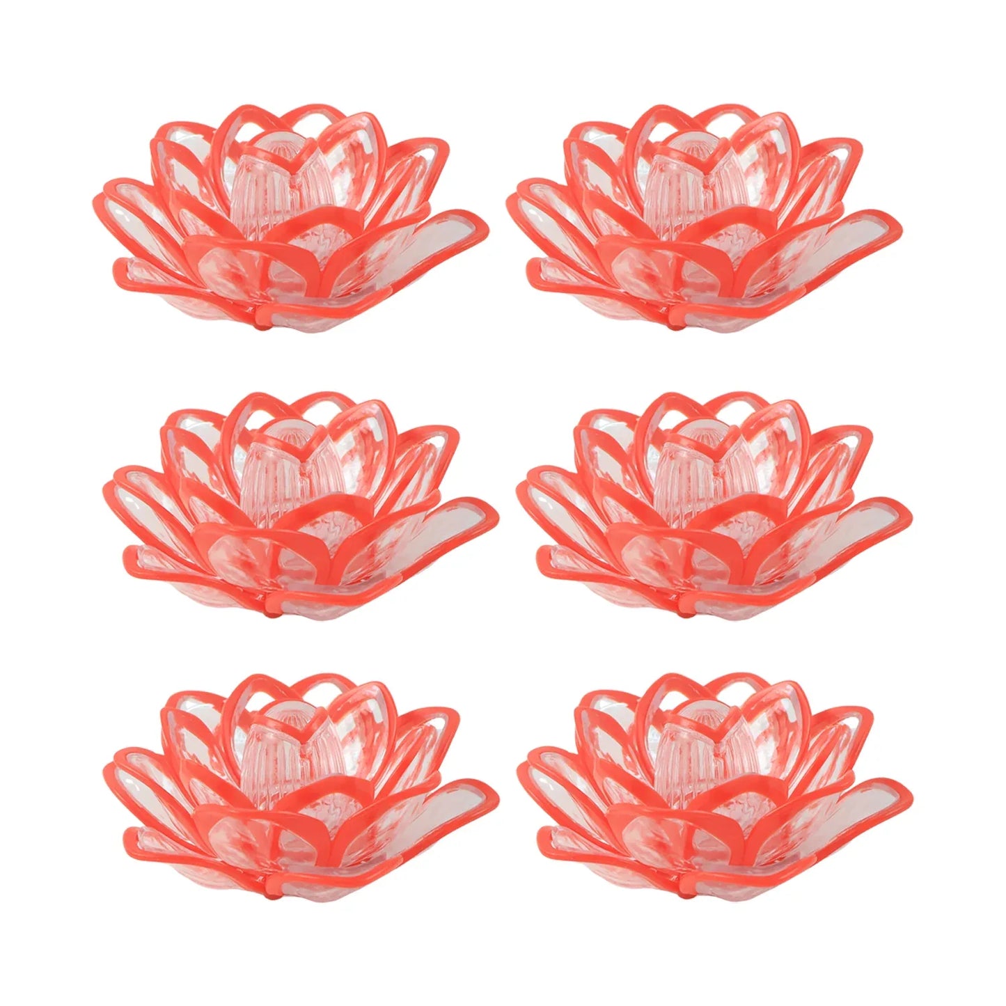 Set Of 6 Lotus Shaped Led Flameless Decorative Candles - Zidbik