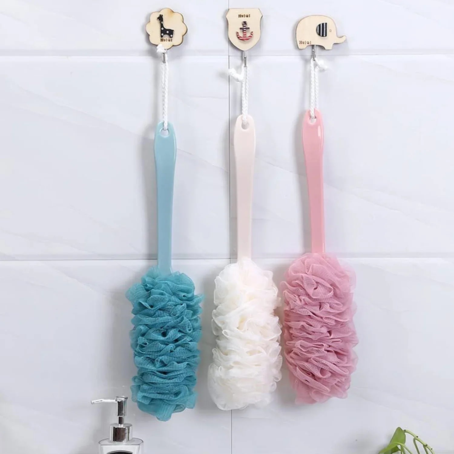 6702 Loofah Back Scrubber For Shower Long Handle Bath Sponge Shower Brush Soft Nylon Mesh Back Cleaner Washer Body Bath Brush For Women And Men Bathroom Shower Accessories - Zidbik