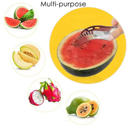 10053 3in1 Stainless Steel Watermelon Cantaloupe Slicer Knife Corer Fruit Vegetable Tools Kitchen (1 Pc) - Zidbik