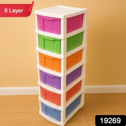 6-layer Multi-colored Plastic Storage Drawer Cabinet - Zidbik
