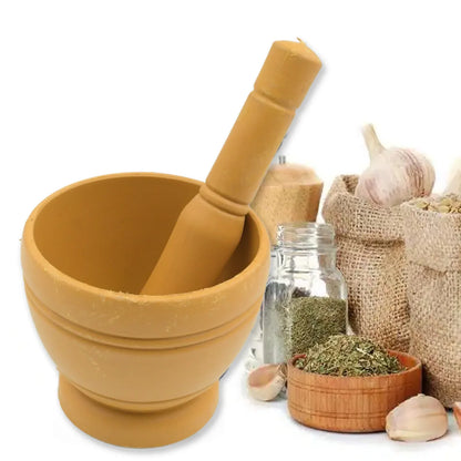 7193 Mortar And Pestle Set For Spices Okhli Masher Khalbatta Kharal Mixer Natural Traditional Grinder And Musal Well Design For Kitchen Home Herb - Zidbik