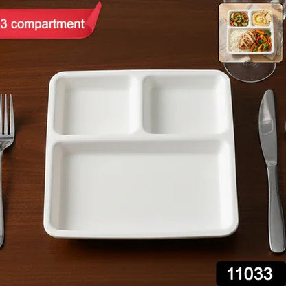 Plastic 3-compartment Plate For Meal Serving - Zidbik