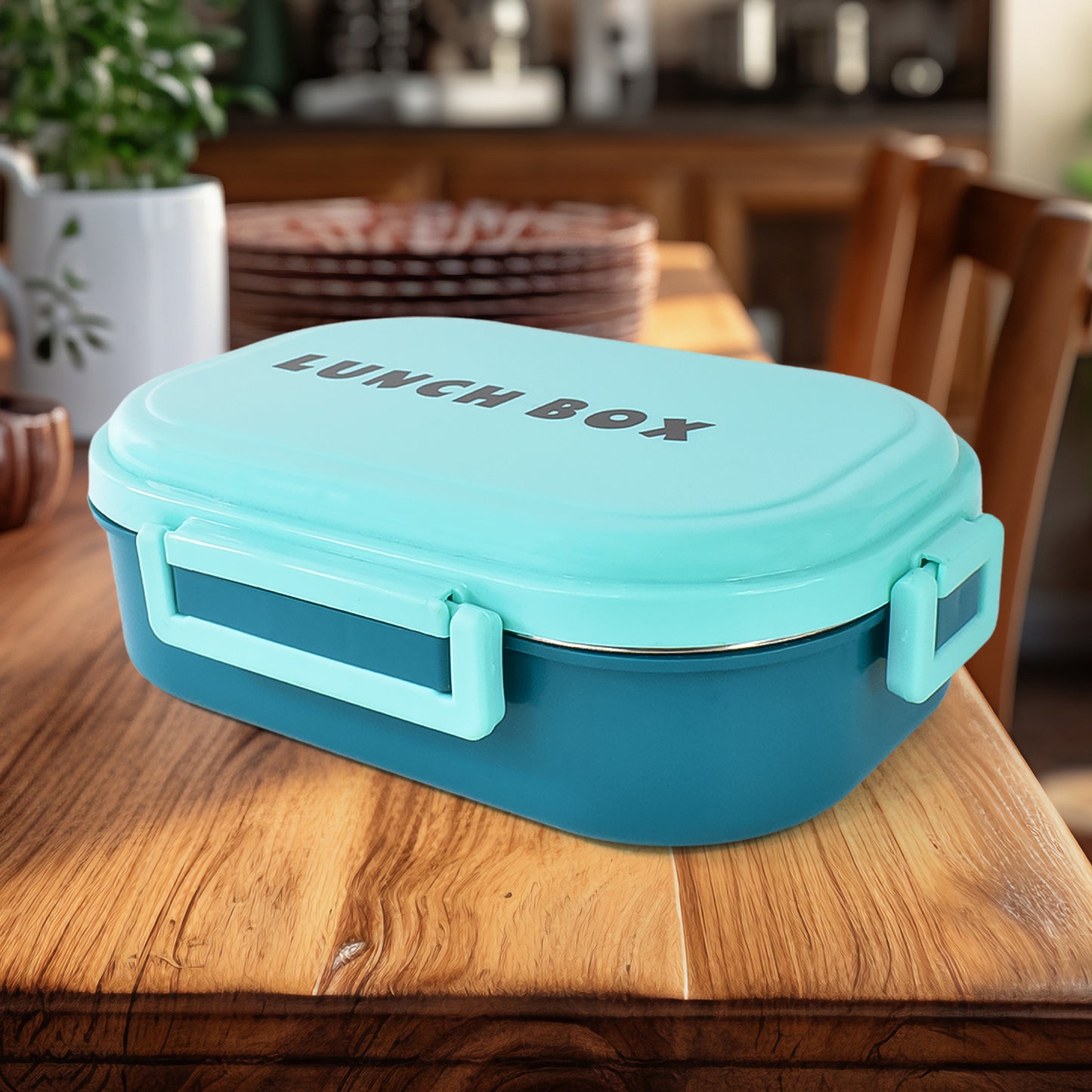 3 In 1 Spicy Bite Stainless Steel Lunch Box With Plastic Small Box  Spoon (1 Set) - Zidbik